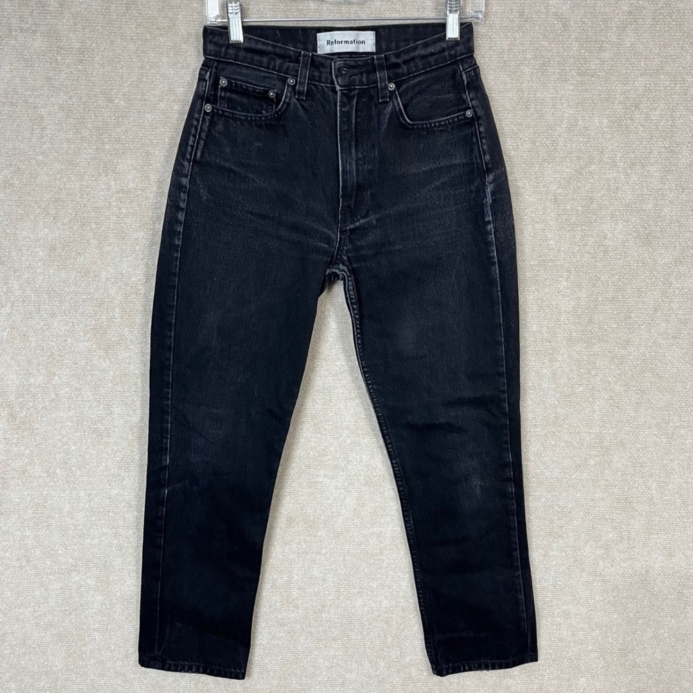 Reformation Julia cropped Cigarette Black Jeans